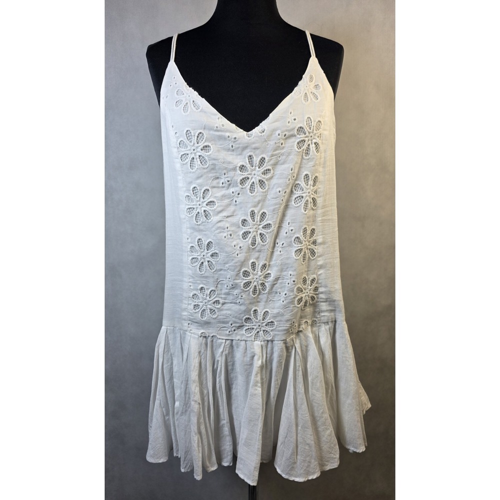 NWT Mustard Seed Eyelet Racerback Mini Dress White Sz L Romantic, Fairy,summer